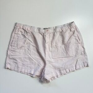 J.Crew Womens Pajama Shorts Pink Linen Blend Elastic Waist Size 2X